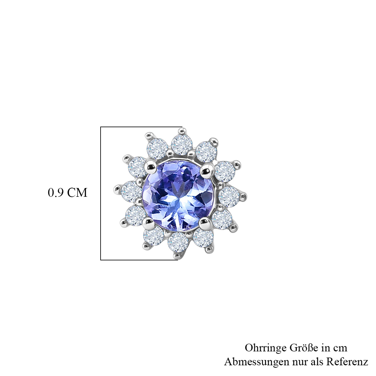 D'Joy Tansanit, Weißer Zirkon Ohrringe 925 Silber Platiniert ca. 1,00 ct.