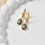 D'Joy Grüner Tansanit, Grüner Diamant Ohrringe 925 Silber 750 Gelbgold vermeil ca. 1.06 ct