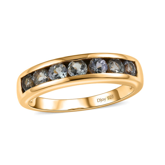 D'Joy Grüner Tansanit Ring 925 Silber 750 Vergoldet (Größe 18.00) ca. 0,94 ct