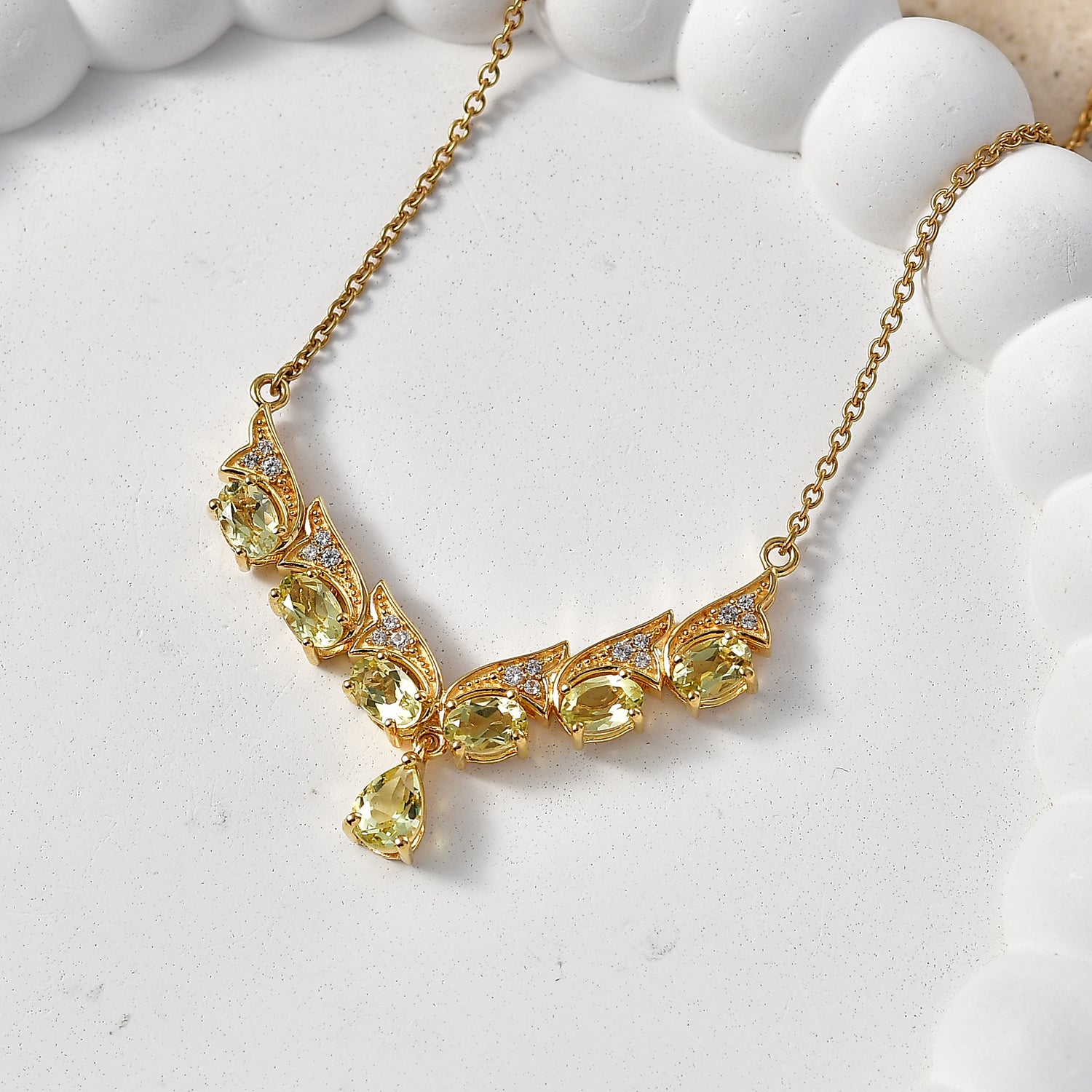 EVER TRUE AAA Ouro Verde-Quarz Halskette ca. 45 cm Nickelfreies Messing ca. 3,64 ct.