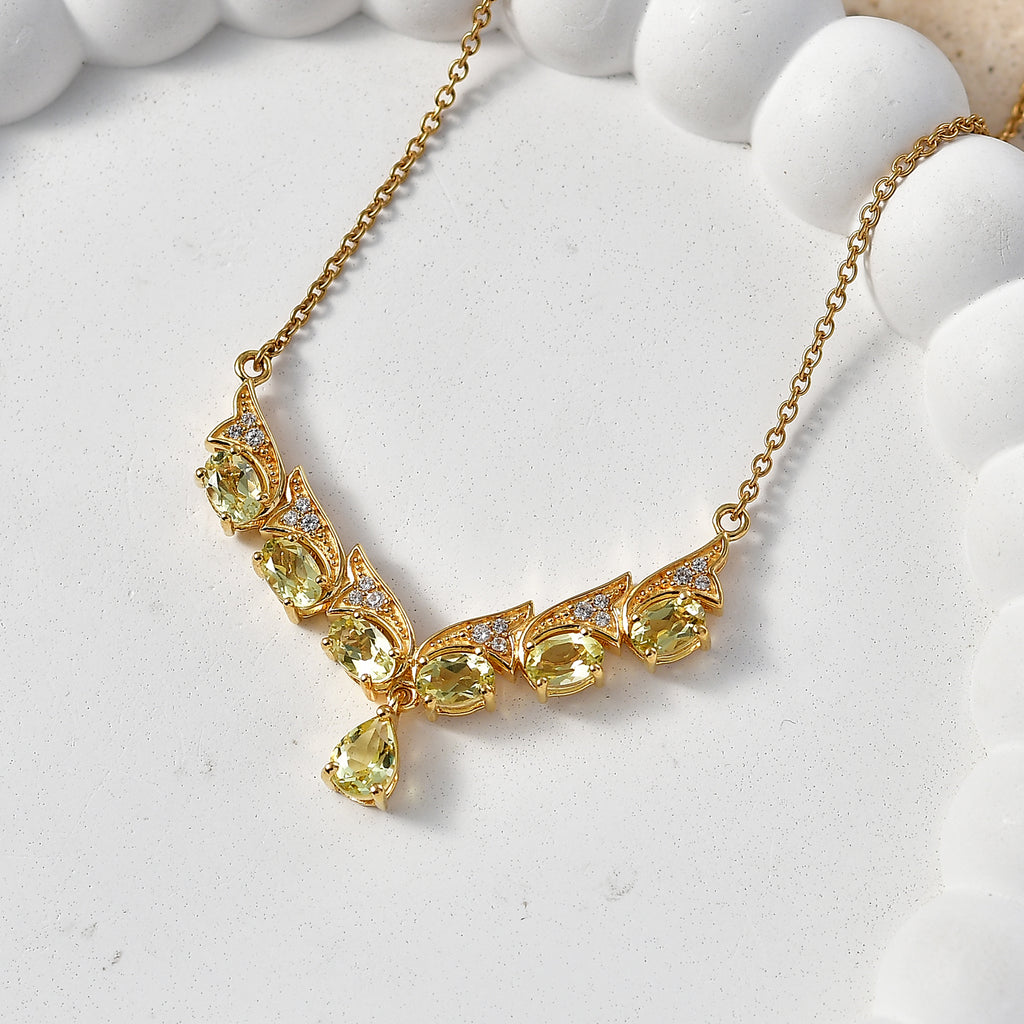 EVER TRUE AAA Ouro Verde-Quarz Halskette ca. 45 cm Nickelfreies Messing ca. 3,64 ct.