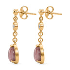 D'Joy Flamingo Mondstein, Moissanit Ohrringe 925 Silber 750 Gelbgold vermeil ca. 5,21 ct.