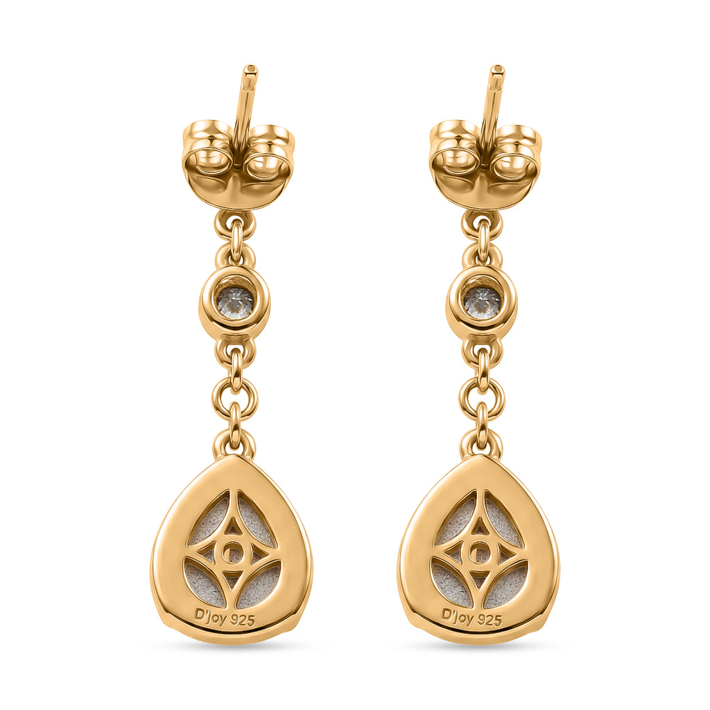 D'Joy Flamingo Mondstein, Moissanit Ohrringe 925 Silber 750 Gelbgold vermeil ca. 5,21 ct.