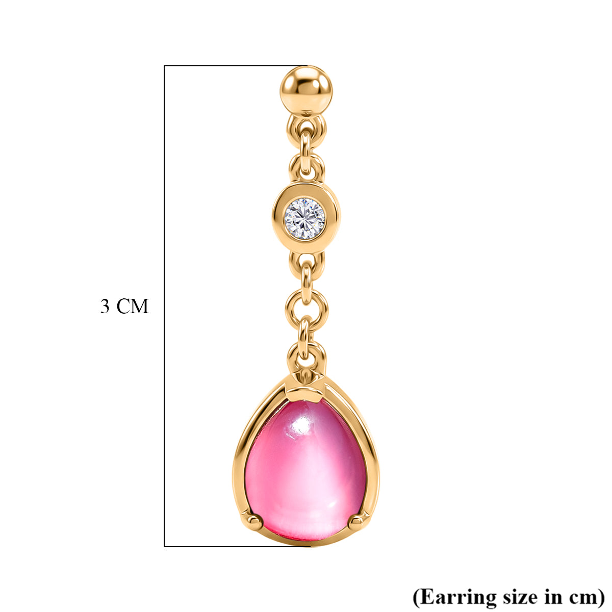 D'Joy Flamingo Mondstein, Moissanit Ohrringe 925 Silber 750 Gelbgold vermeil ca. 5.21 ct