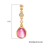 D'Joy Flamingo Mondstein, Moissanit Ohrringe 925 Silber 750 Gelbgold vermeil ca. 5,21 ct.