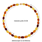 D'Joy mehrfarbige natürliche baltische Bernstein 50cm Halskette, 925 Silber vergoldet - 65 ct.