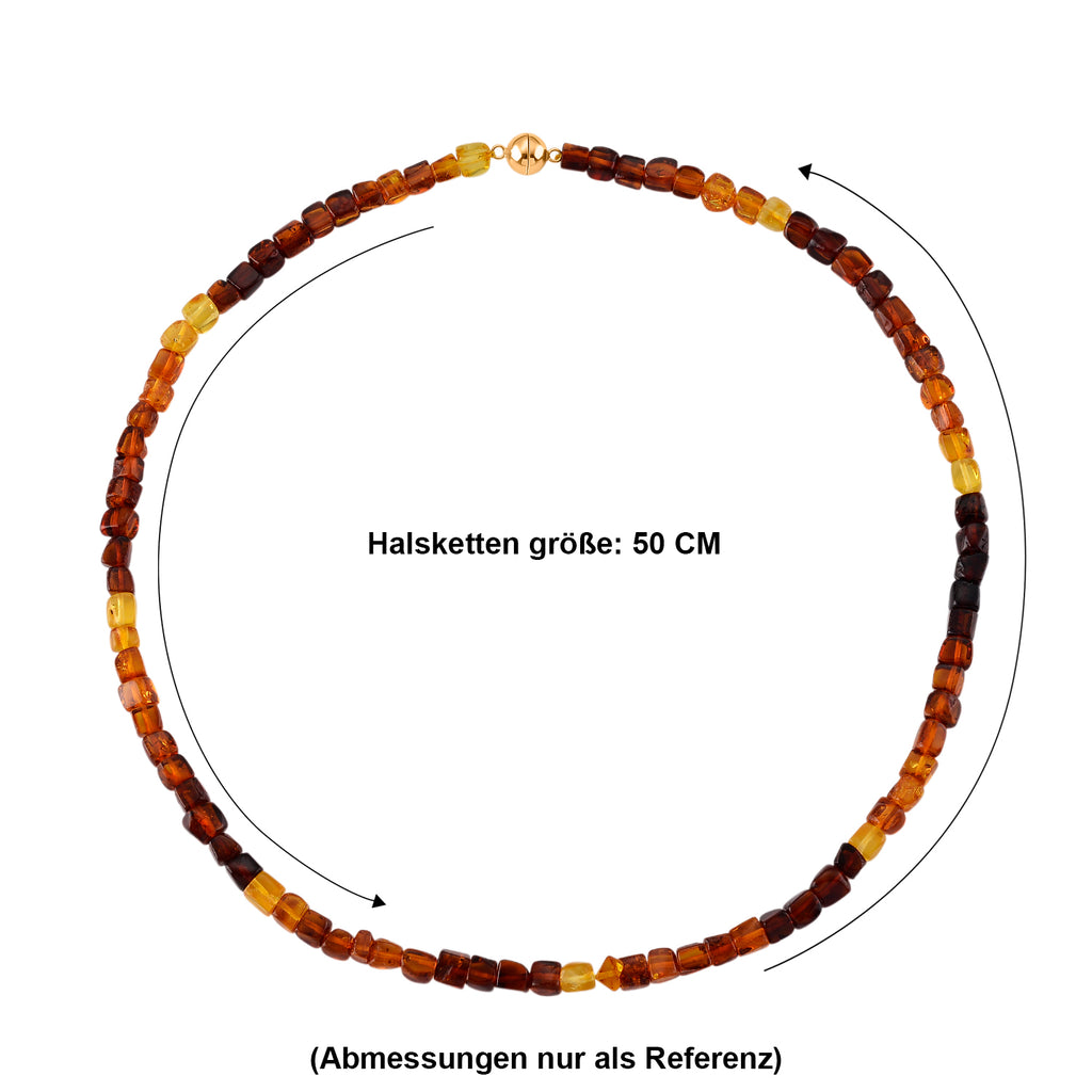 D'Joy mehrfarbige natürliche baltische Bernstein 50cm Halskette, 925 Silber vergoldet - 60 ct.