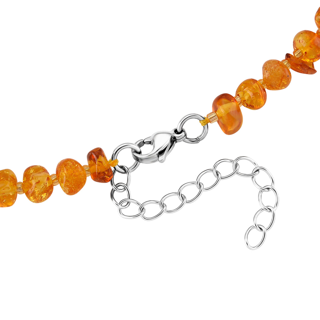 Bernstein 50+5cm Edelstahl-Halskette - 45 ct.