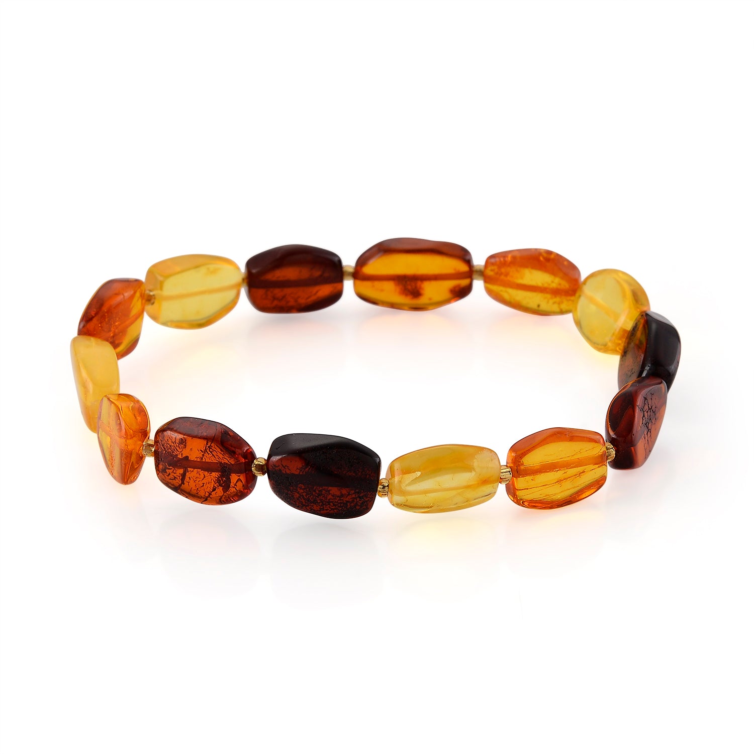 Flexibles mehrfarbiges natürliches baltisches Bernstein Armband - 30 ct.