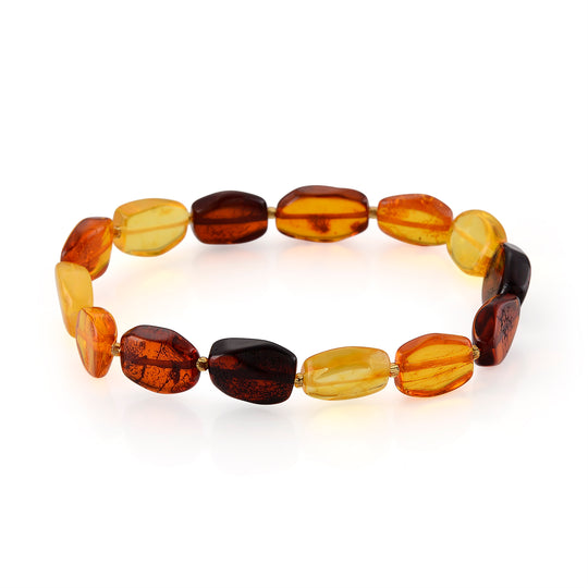 Flexibles mehrfarbiges natürliches baltisches Bernstein Armband - 30 ct.