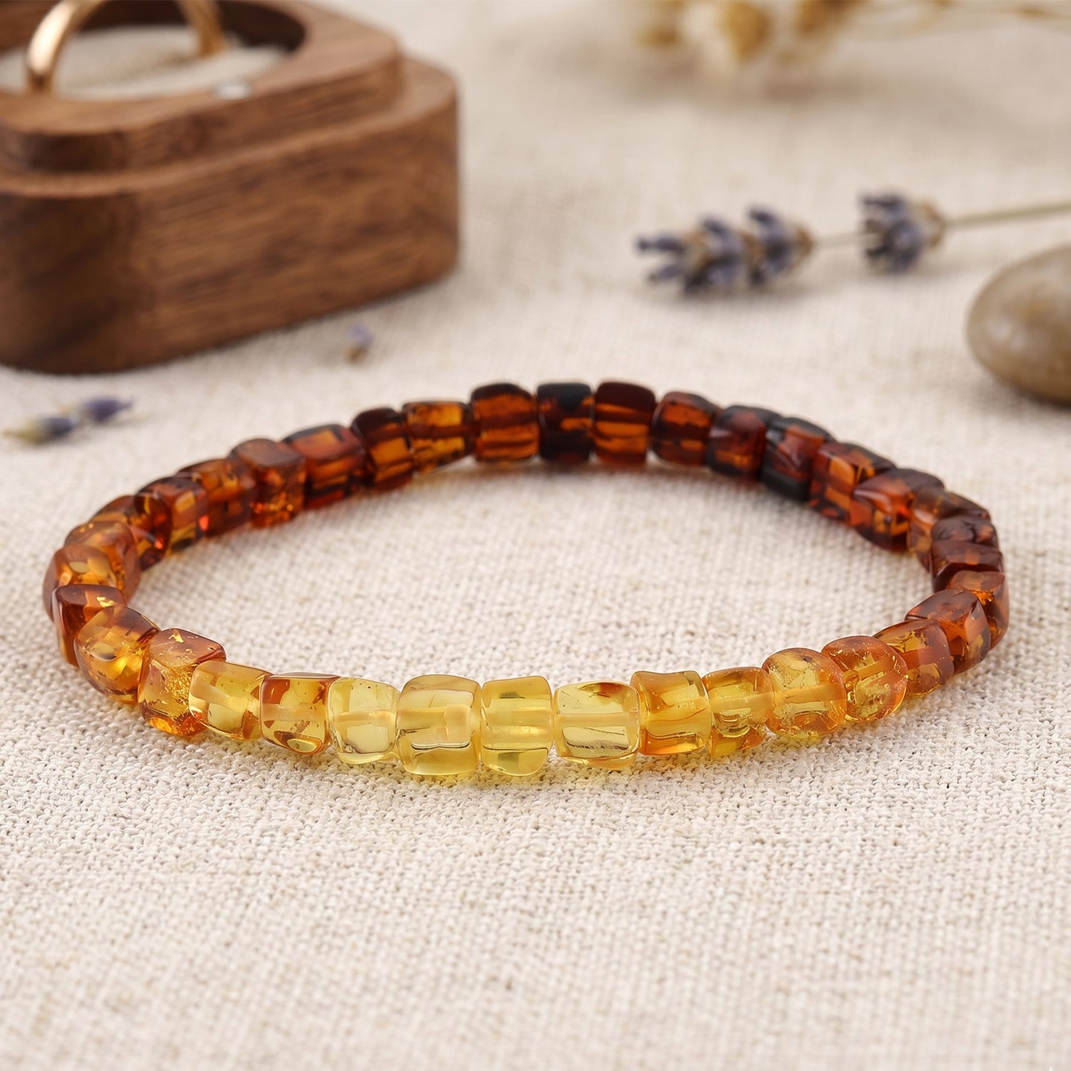 Flexibles mehrfarbiges natürliches baltisches Bernstein Armband - 25 ct.