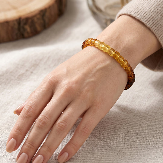 Flexibles mehrfarbiges natürliches baltisches Bernstein Armband - 25 ct.