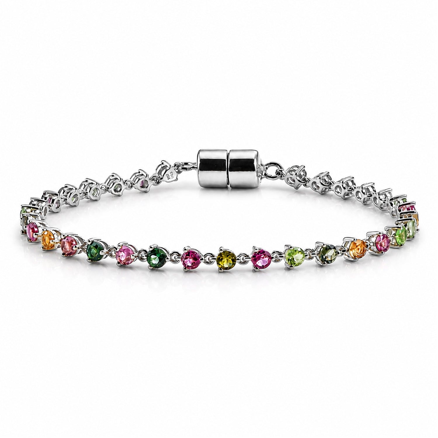 D'Joy AA Mehrfarbiges-Turmalin Armband ca. 18 cm 925 Silber Rhodiniert ca. 4,42 ct.