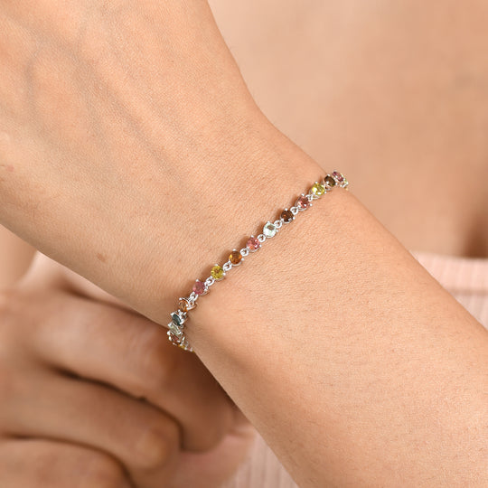 D'Joy AA Mehrfarbig-Turmalin Armband ca. 19 cm 925 Silber Rhodiniert ca. 4,18 ct.