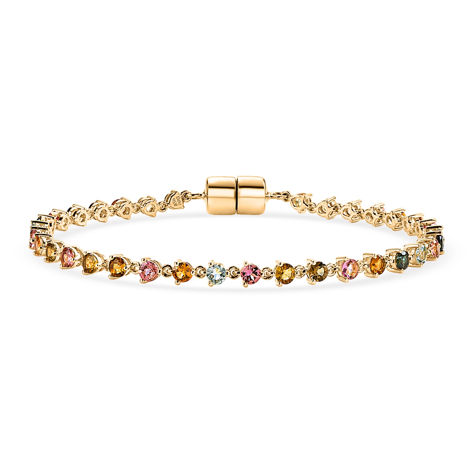 D'Joy AA Mehrfarbig-Turmalin Armband ca. 20 cm 925 Silber 750 Gelbgold vermeil ca. 4,66 ct.
