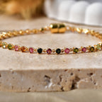 D'Joy AA Mehrfarbig-Turmalin Armband ca. 20 cm 925 Silber 750 Gelbgold vermeil ca. 4,66 ct.
