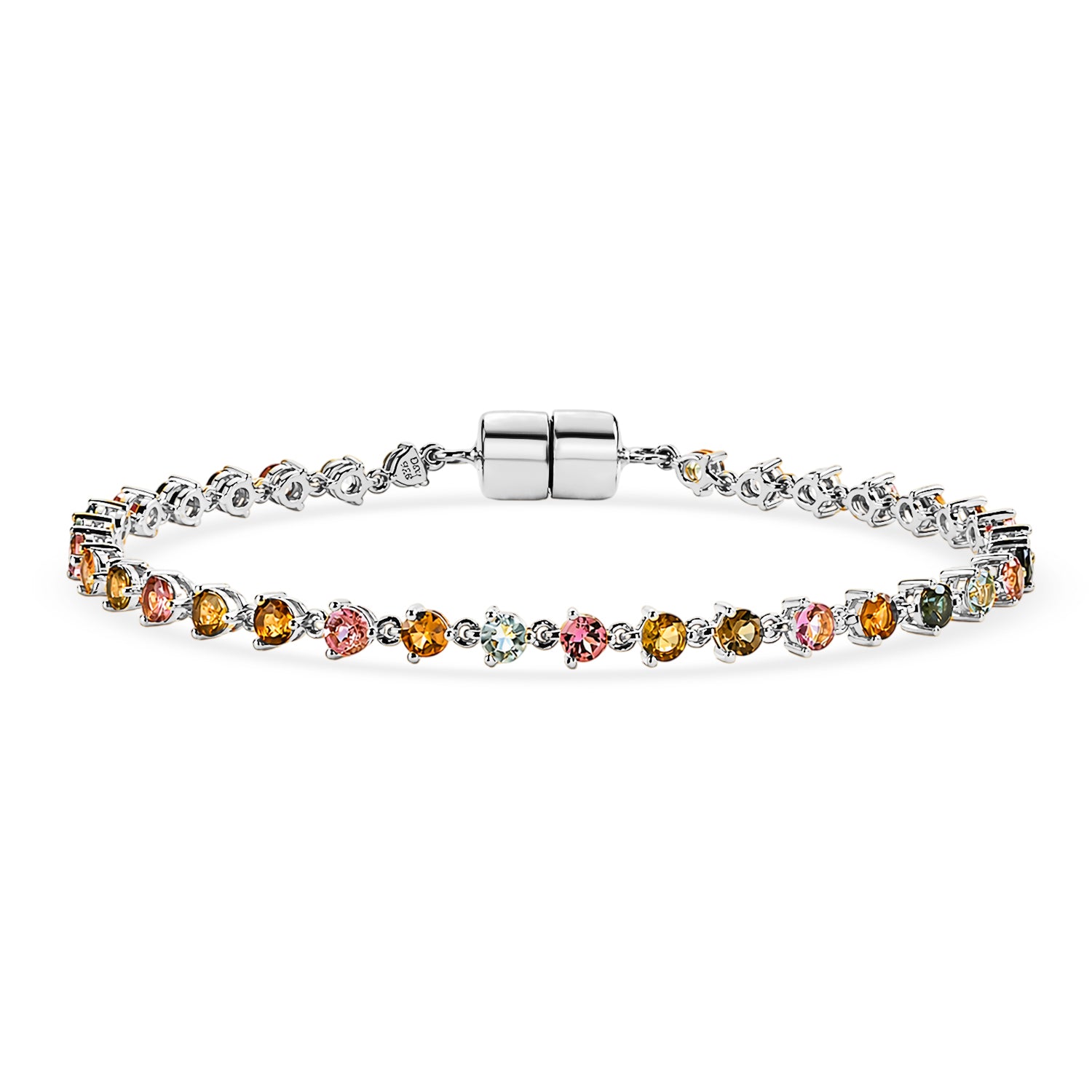 D'Joy AA Mehrfarbig-Turmalin Armband ca. 20 cm 925 Silber Rhodiniert ca. 4,66 ct.