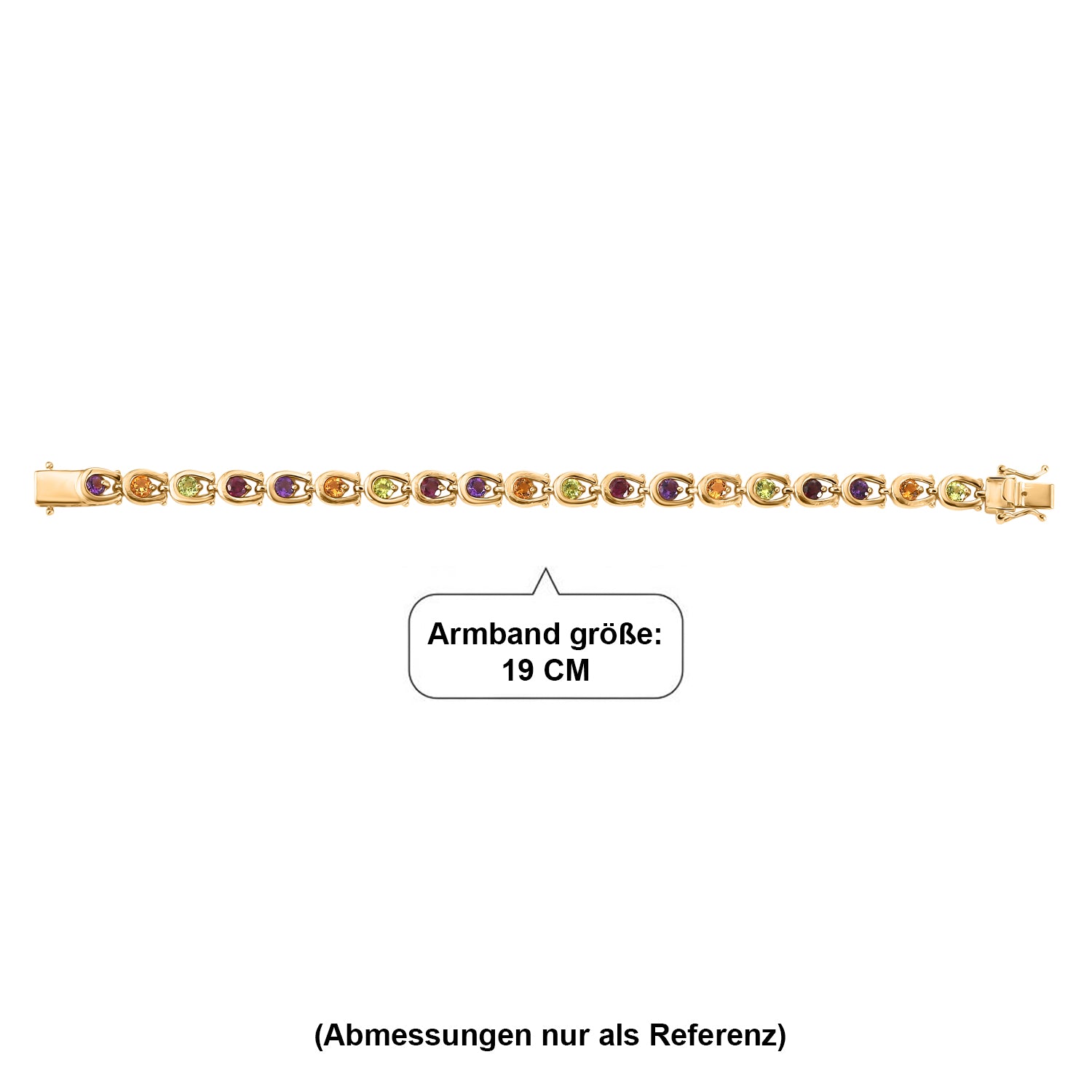 GP - AA Mehrfarbige Edelsteine Armband ca. 19 cm 925 Silber 750 Gelbgold vermeil ca. 5,11 ct.