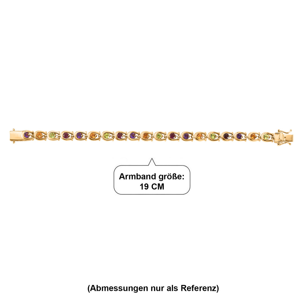 GP - AA Mehrfarbige Edelsteine Armband ca. 19 cm 925 Silber 750 Gelbgold vermeil ca. 5,11 ct.