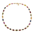 GP - Mehrfarbig Saphir Halskette ca. 45 cm 925 Silber 750 Gelbgold vermeil ca. 99,74 ct.