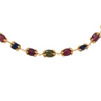 GP - Mehrfarbig Saphir Halskette ca. 45 cm 925 Silber 750 Gelbgold vermeil ca. 99,74 ct.