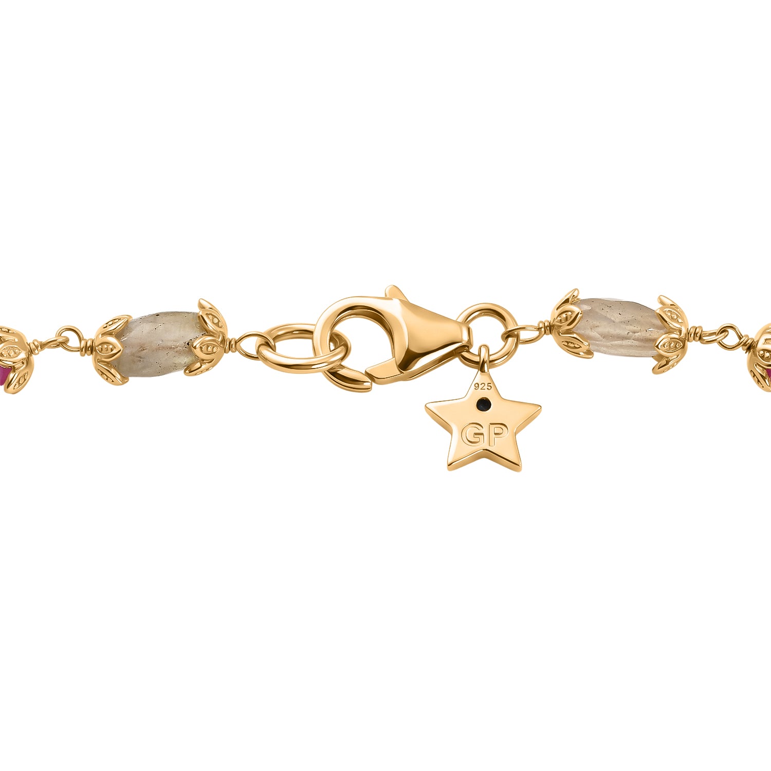 GP Celestial Kollektion - Mehrfarbig Saphir Halskette ca. 45 cm 925 Silber 750 Gelbgold vermeil ca. 99.74 ct