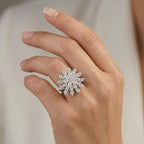 Weißer Zirkonia Ring Nickelfreies Messing, flexibles (Größe 17.00-18.00), Silberfarben