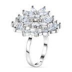 Weißer Zirkonia Ring Nickelfreies Messing, flexibles (Größe 17.00-18.00), Silberfarben