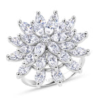 Weißer Zirkonia Ring Nickelfreies Messing, flexibles (Größe 19.00-20.00), Silberfarben