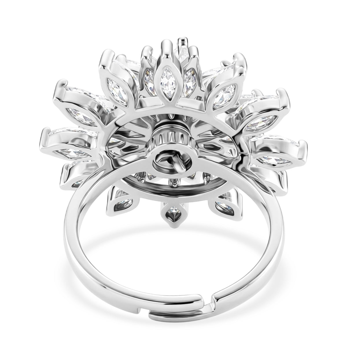 Weißer Zirkonia Ring Nickelfreies Messing, flexibles (Größe 19.00-20.00), Silberfarben