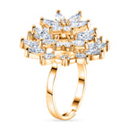 Weißer Zirkonia Ring Nickelfreies Messing, flexibles (Größe 17.00-18.00), Goldfarben