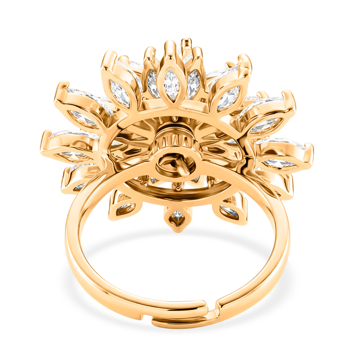 Weißer Zirkonia Ring Nickelfreies Messing, flexibles (Größe 17.00-18.00), Goldfarben