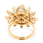 Weißer Zirkonia Ring Nickelfreies Messing, flexibles (Größe 17.00-18.00), Goldfarben