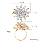 Weißer Zirkonia Ring Nickelfreies Messing, flexibles (Größe 17.00-18.00), Goldfarben