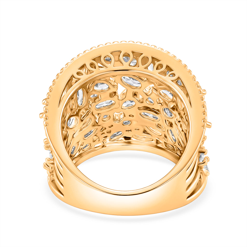 Weißer Zirkonia Ring Nickelfreies Messing, Goldfarben, (Größe 19.00) 5.00 ct