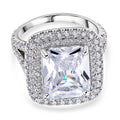 Weißer Zirkonia Ring Nickelfreies Messing, Silbefarben, (Größe 18.00) 6.00 ct