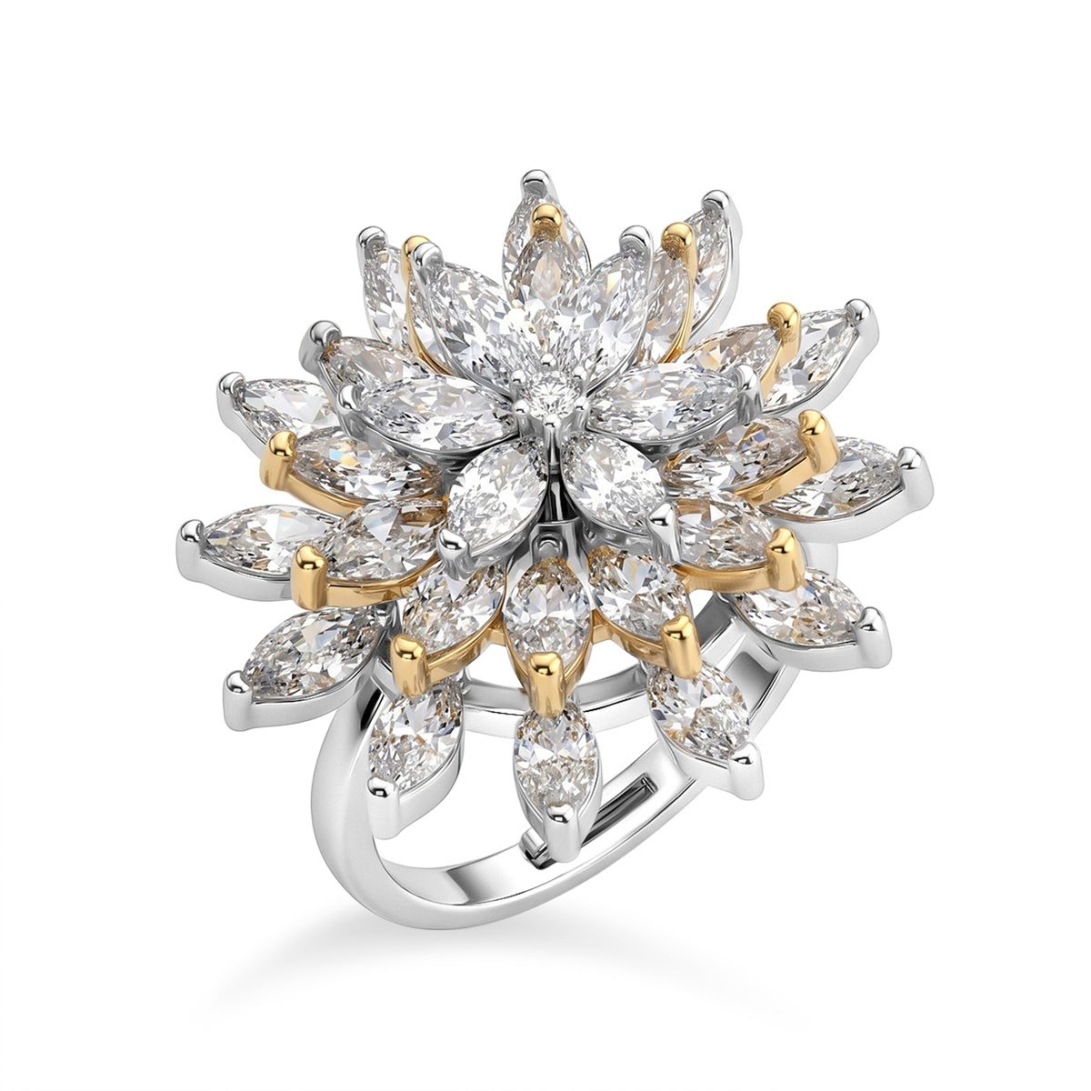 Weißer Zirkonia Ring Nickelfreies Messing, flexibles (Größe 19.00-20.00), Bicolor