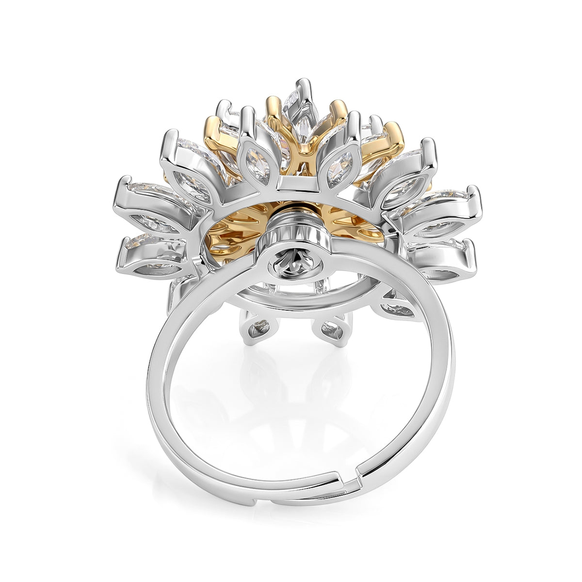 Weißer Zirkonia Ring Nickelfreies Messing, flexibles (Größe 19.00-20.00), Bicolor