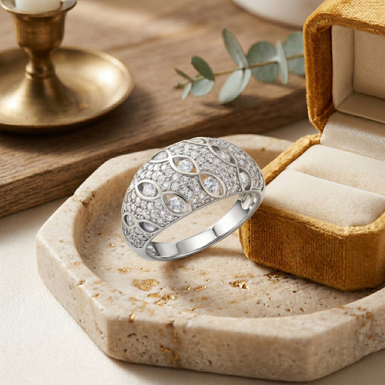 Weißer Zirkonia Ring Nickelfreies Messing, Silbefarben, (Größe 21.00) 2.00 ct