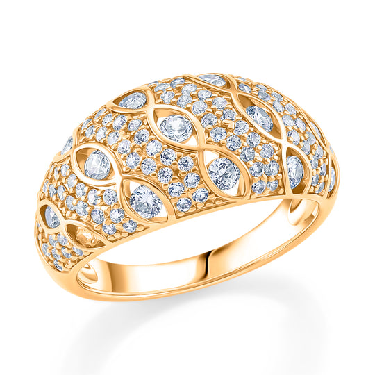 Weißer Zirkonia Ring Nickelfreies Messing, Goldfarben, (Größe 21.00) 2.00 ct