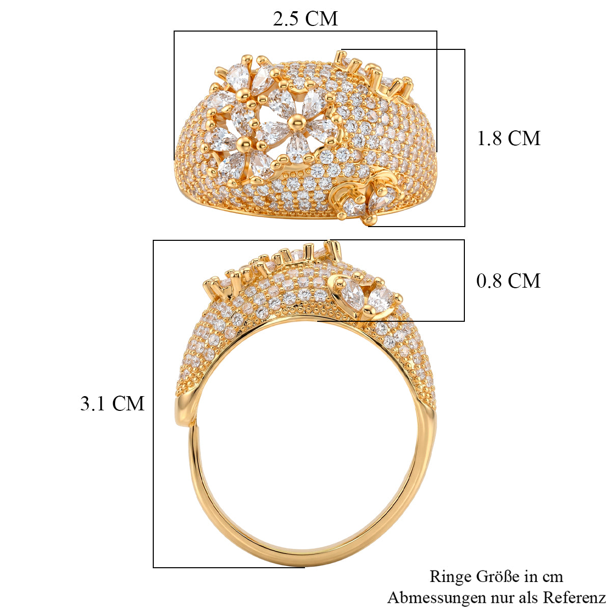 Weißer Zirkonia Ring Nickelfreies Messing (Größe 19.00)
