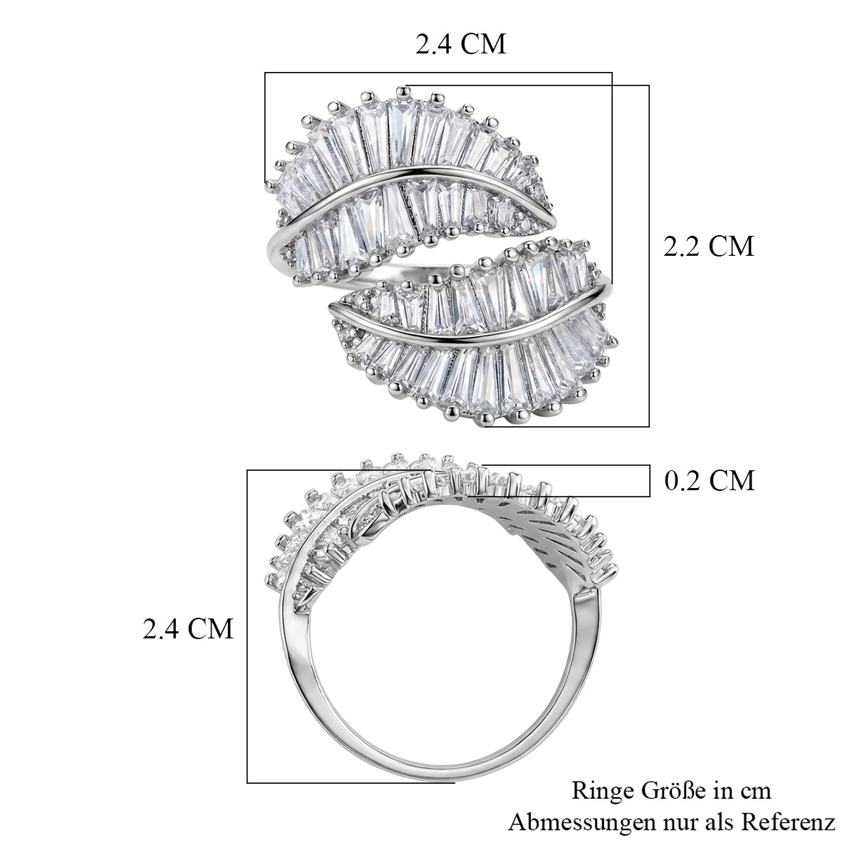 Weißer Zirkonia Ring Nickelfreies Messing Flexible (Größe 17.00-18.00)