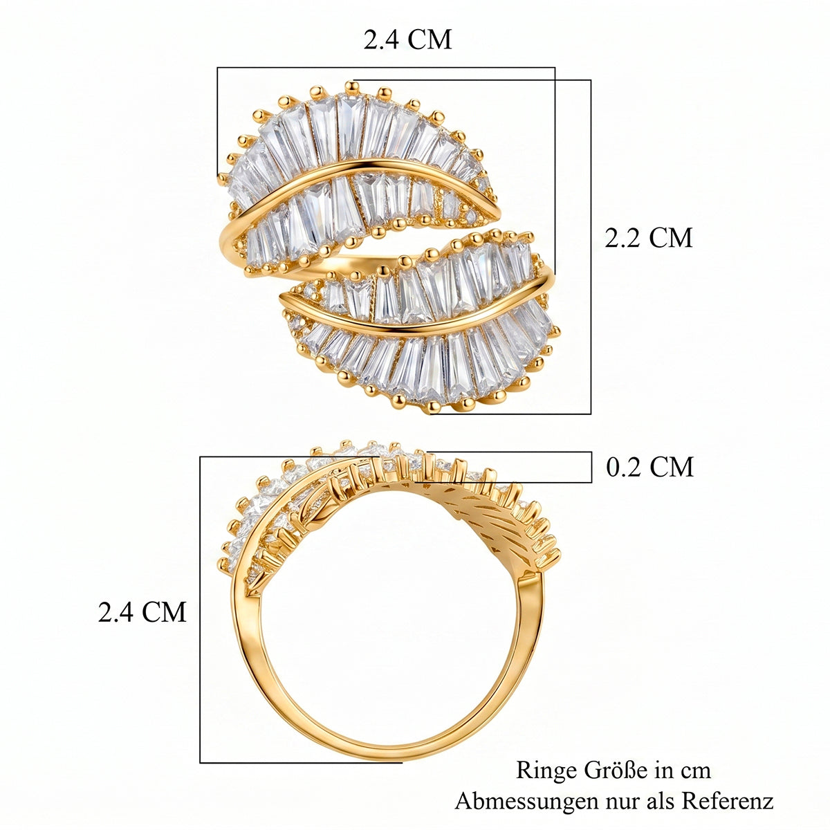 Weißer Zirkonia Ring Nickelfreies Messing Flexibles (Größe 17.00-18.00)