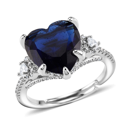 Blau Kristall und Weißer Zirkonia Ring Nickelfreies Messing (Größe 21.00) 1.01 ct