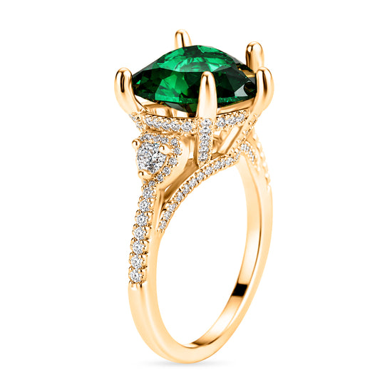 Grüner Kristall und Weißer Zirkonia Ring Nickelfreies Messing (Größe 20.00) 1.01 ct