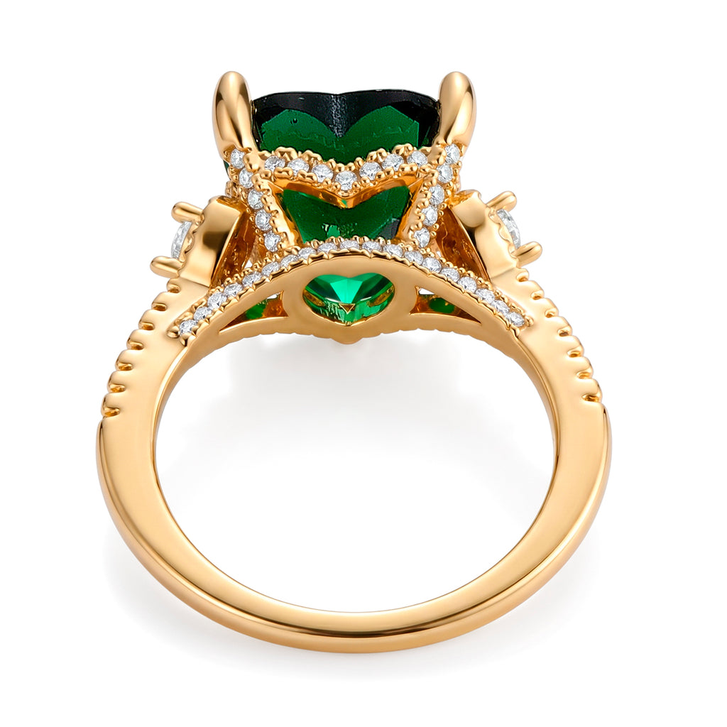 Grüner Kristall und Weißer Zirkonia Ring Nickelfreies Messing (Größe 18.00) 1.01 ct
