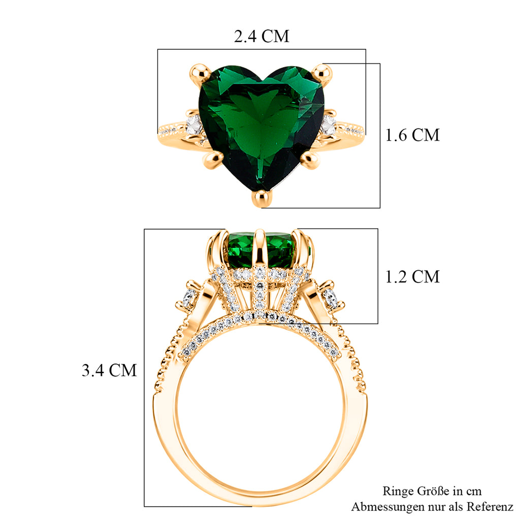 Grüner Kristall und Weißer Zirkonia Ring Nickelfreies Messing (Größe 18.00) 1.01 ct