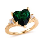 Grüner Kristall und Weißer Zirkonia Ring Nickelfreies Messing (Größe 18.00) 1.01 ct