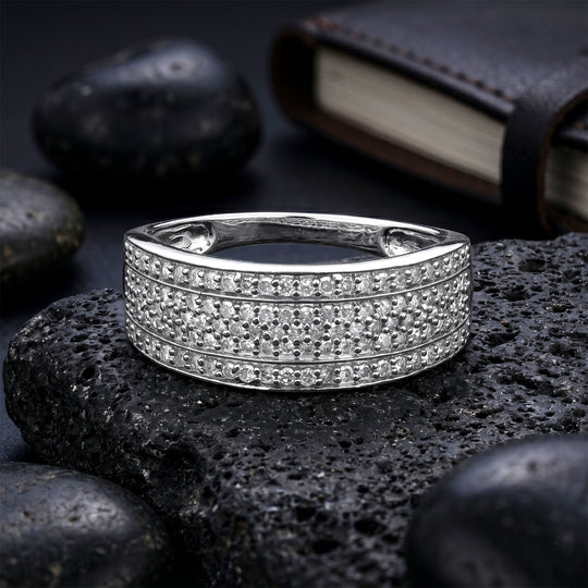 D'Joy Weißer Diamant Ring 925 Silber Rhodiniert (Größe 18.00) ca. 0,53 ct