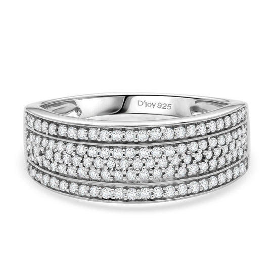 D'Joy Weißer Diamant Ring 925 Silber Rhodiniert (Größe 18.00) ca. 0,53 ct